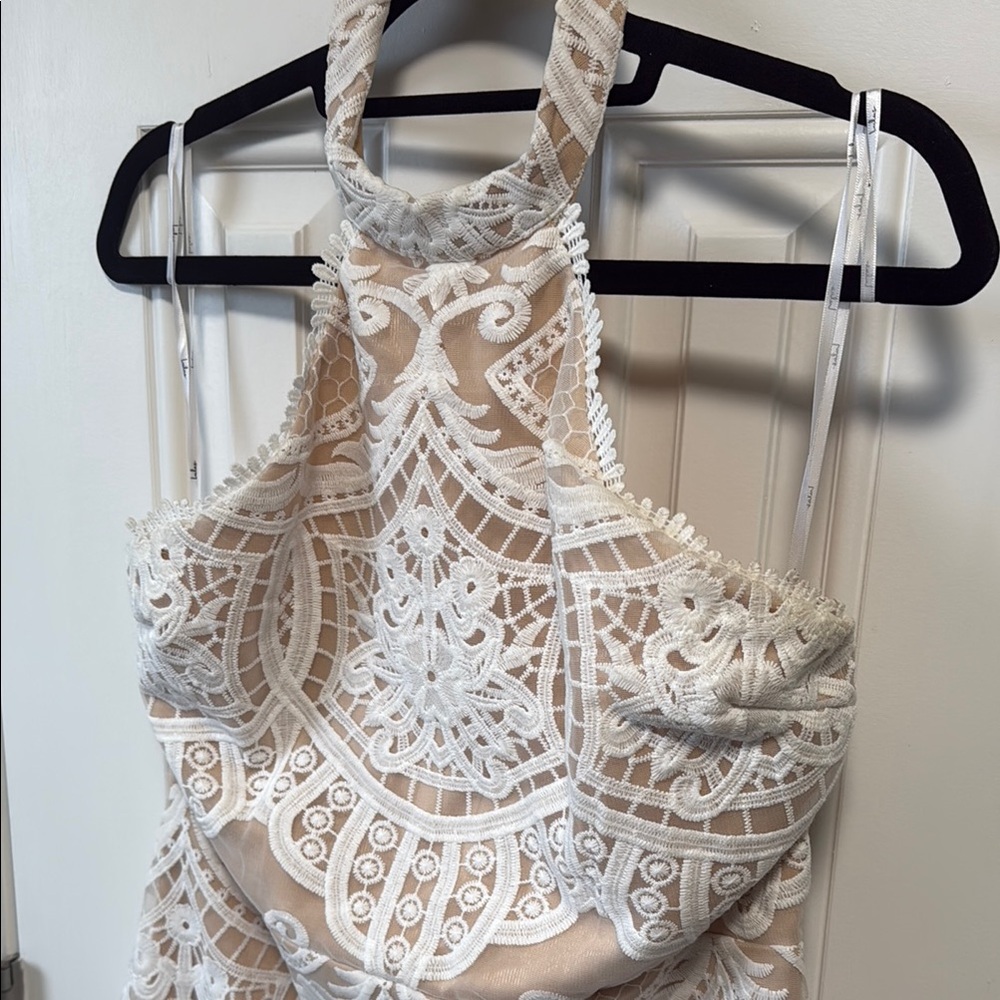 Lulus Elegant White Lace Halter Dress - Picture 7 of 7